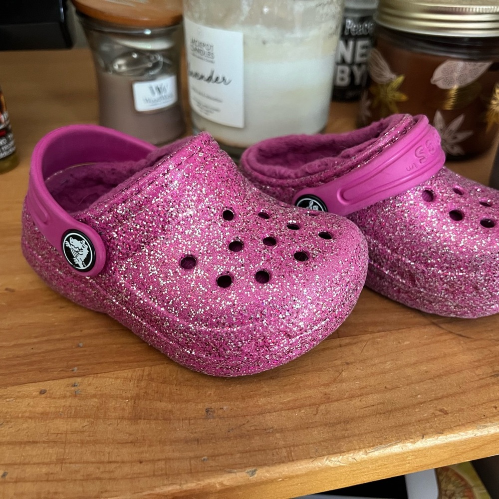 CROCS Pink Glitter Slippers
